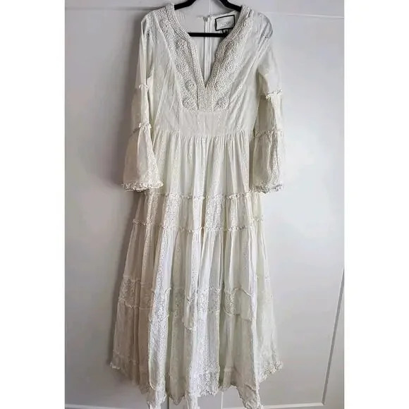 $910 ALEXIS Hedda Embellished Eyelet Maxi Dress Gown Sz XS Boho Bridal R… - Picture 9 of 16